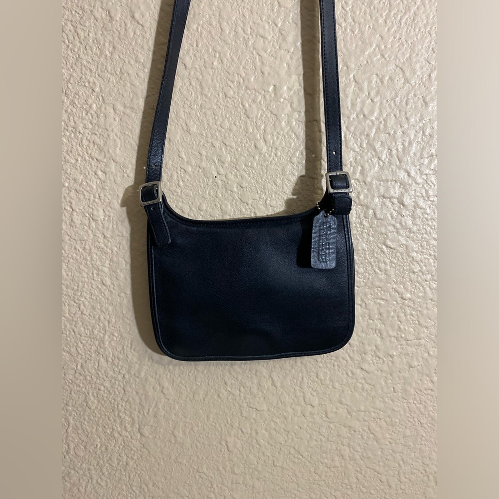 Coach Mini Hippie Slim Saddle Crossbody Bag Black Leather Vintage #9142